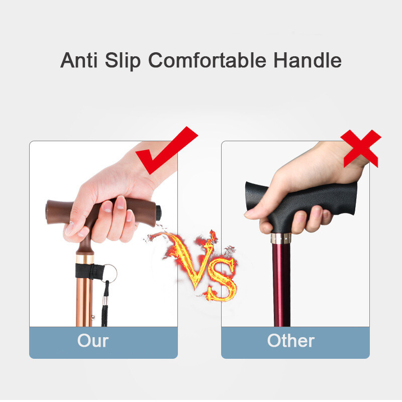 Štap za hodanje od aluminijske legure, sigurnosni štap za hodanje za starije osobe, teleskopski s LED svjetlom, sklopive štake za hodanje, štake za starije osobe