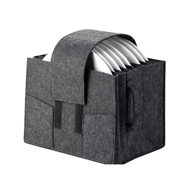 Farfurie portabilă din pâslă Suport pentru sac de depozitare pentru pahare Îngroșați recipiente pentru vesela de camping, dulap de bucătărie pentru rulotă, pungă stratificată