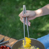 Beribės kelionės titano lazdelės Sulankstomos teleskopinės lauko stovyklavimo stalo reikmenys Sulankstomos lazdelės Bakteriostatiniai stalo įrankiai