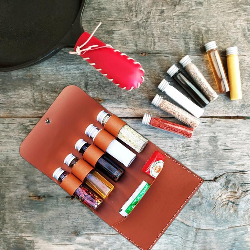 Ταξιδιωτικό κιτ μπαχαρικών Τσάντα αποθήκευσης με βάζα μπαχαρικών Σετ μπαχαρικών πεζοπορίας Μίνι μπουκάλι καρυκεύματα Μπουκάλι καρυκευμάτων για θήκη λαδιού αυτοκινήτου Θήκη μπαχαρικών