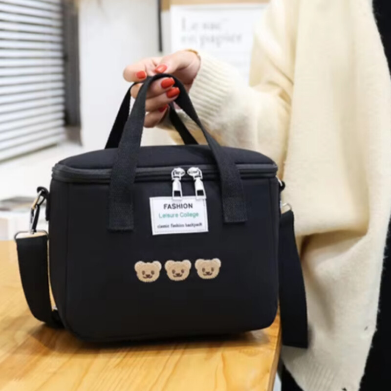 Slatka torba za ručak s medvjedom Izolirana platnena torbica za cure, hladnjak, ručna torba od aluminijske folije, termalna kutija za hranu, obiteljska škola, posuda za večeru za piknik