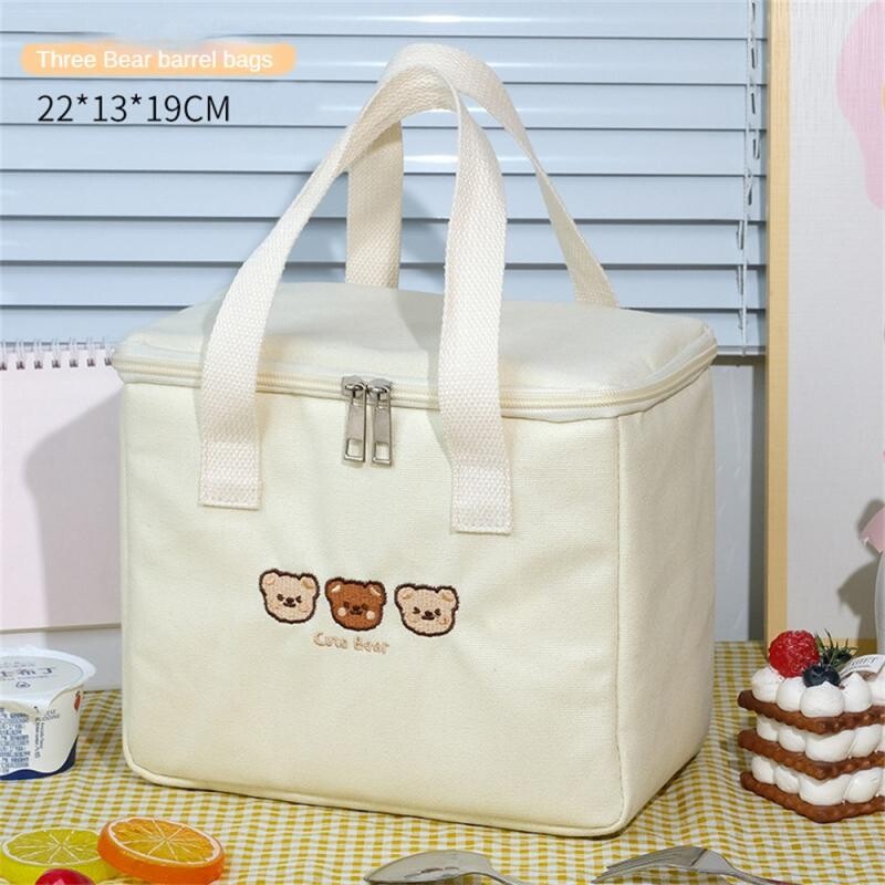 Slatka torba za ručak s medvjedom Izolirana platnena torbica za cure, hladnjak, ručna torba od aluminijske folije, termalna kutija za hranu, obiteljska škola, posuda za večeru za piknik