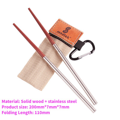 1 pāris sarkankoka saliekamie irbulīši āra nometnes piknikam ceļojumiem, neslīdoši galda piederumi, saliekamie irbulīši nerūsējošā tērauda irbulīši