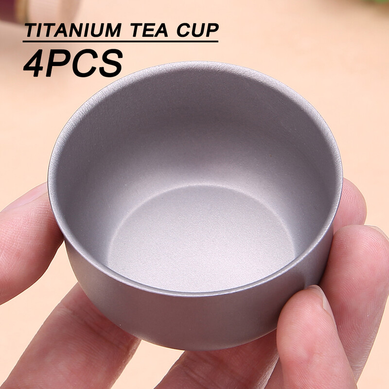 4PCS Mini 62mL Titanium Čaj Kava Šalica za vino Lagana Kongfu šalica Pivske šalice Posuđe na otvorenom Kampiranje Planinarenje Piknik