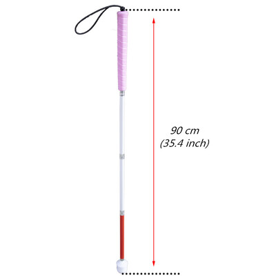 80 cm / 90 cm / 100 cm aluminijski pokretni sklopivi bijeli štap za slijepe, sklopivi 4 dijela, za djecu, ružičasta ručka 4X-PIK