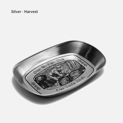 Vintage sült csirke, sült krumpli, edények, tányérok, leesésgátló szabadtéri kempingtányérok, edénytálcák, gyümölcstányérok