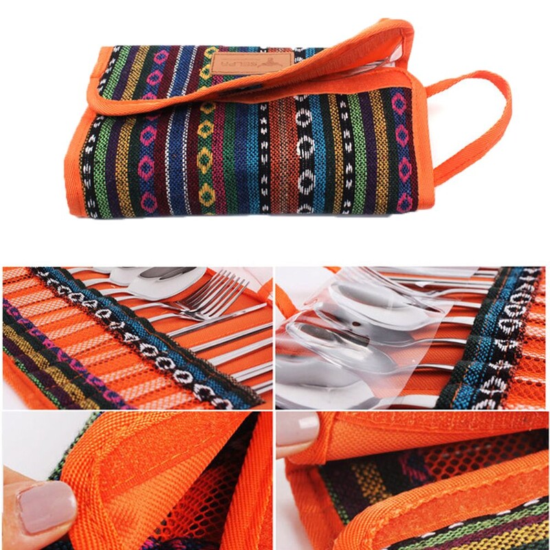 Stovyklavietės Kelionių stalo reikmenų laikymo krepšys Etninio stiliaus nešiojimo dėklas lauke nešiojamas pikniko kepsnių priedai Kelioniniai nešiojimo krepšiai