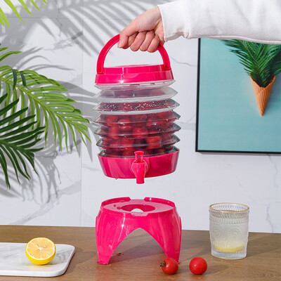 Fierbător pliabil din plastic, comprimat portabil, de mare capacitate, pentru camping în aer liber, cu robinet, ceainic, găleată pentru suc