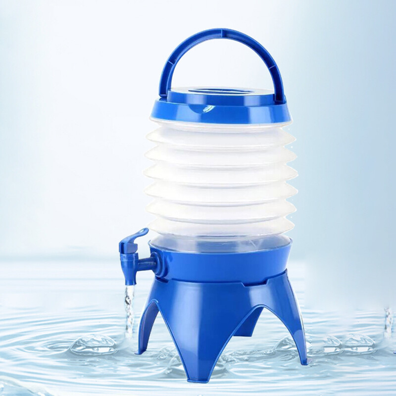 Fierbător pliabil din plastic, comprimat portabil, de mare capacitate, pentru camping în aer liber, cu robinet, ceainic, găleată pentru suc