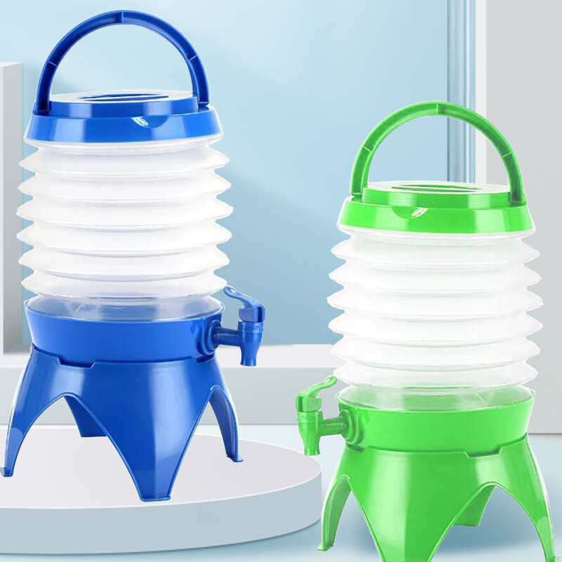 Fierbător pliabil din plastic, comprimat portabil, de mare capacitate, pentru camping în aer liber, cu robinet, ceainic, găleată pentru suc