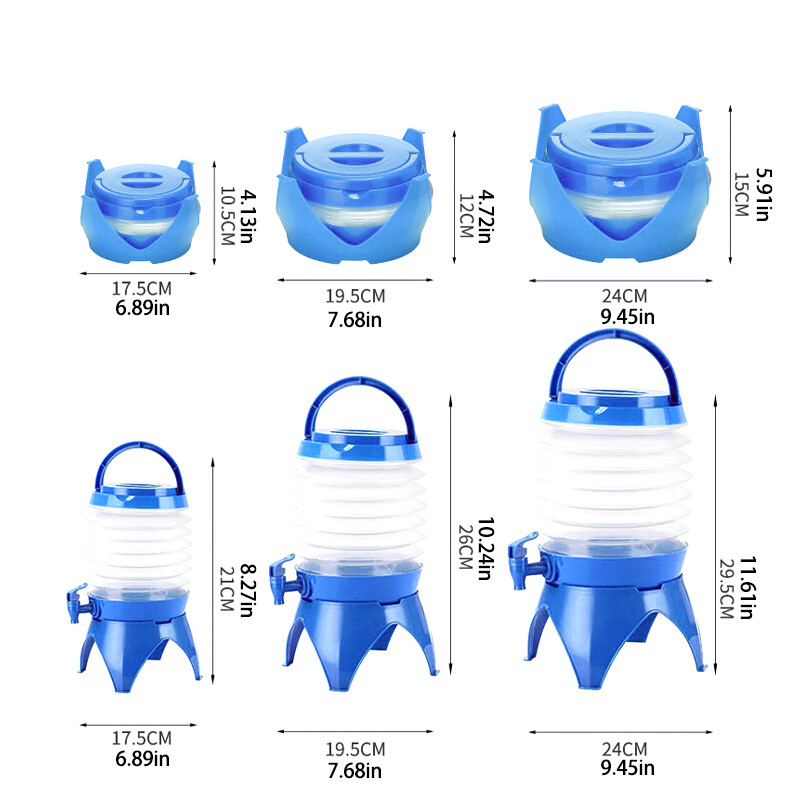 Fierbător pliabil din plastic, comprimat portabil, de mare capacitate, pentru camping în aer liber, cu robinet, ceainic, găleată pentru suc