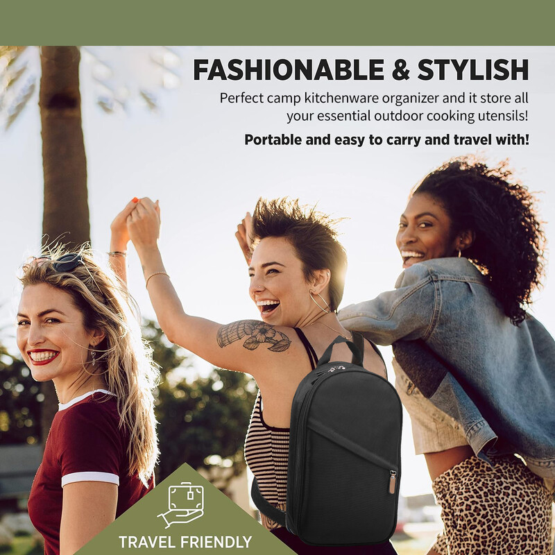 Cestovné kempingové organizér na kuchynské náčinie, úložné puzdro na grilovanie, kempingový riad, kuchynské príslušenstvo, sada tašiek (iba 1 ks vrecko)