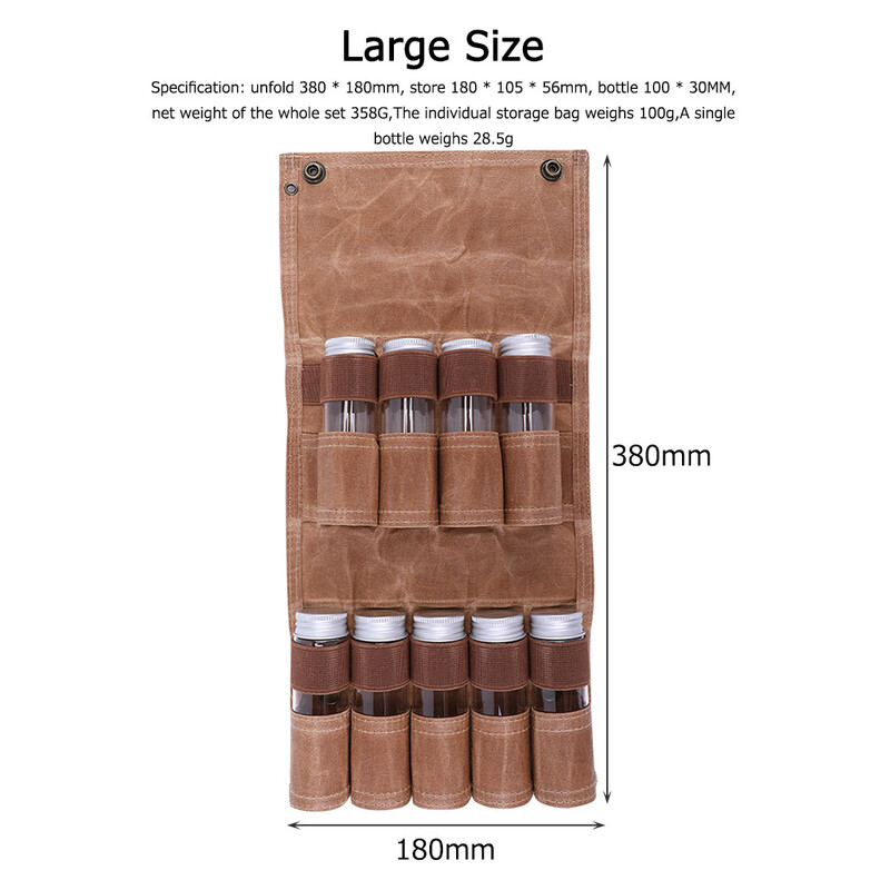 Borcan de condimente Geanta de depozitare Suport pentru sticle pentru condimente Saci pentru recipiente pentru condimente, Camping în aer liber, drumeții, accesoriu pentru vase de bucătărie