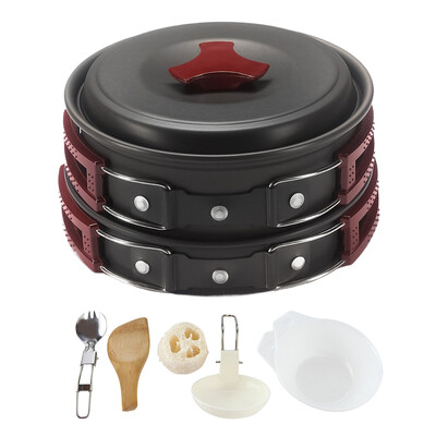 Set posuđa za kampiranje Set lonaca Komplet posuđa za teren s torbom Set za kuhanje Komplet za kuhanje za kampiranje Putovanje s ruksakom Kuhanje na otvorenom Piknik