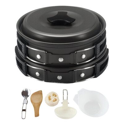 Set posuđa za kampiranje Set lonaca Komplet posuđa za teren s torbom Set za kuhanje Komplet za kuhanje za kampiranje Putovanje s ruksakom Kuhanje na otvorenom Piknik