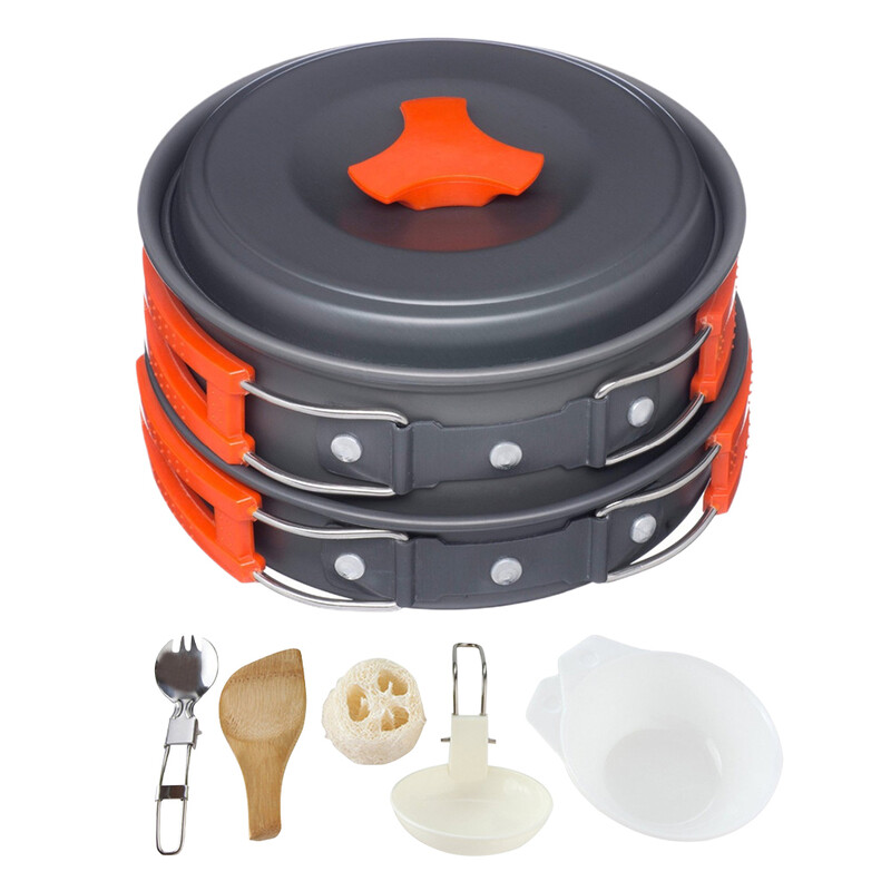 Set posuđa za kampiranje Set lonaca Komplet posuđa za teren s torbom Set za kuhanje Komplet za kuhanje za kampiranje Putovanje s ruksakom Kuhanje na otvorenom Piknik