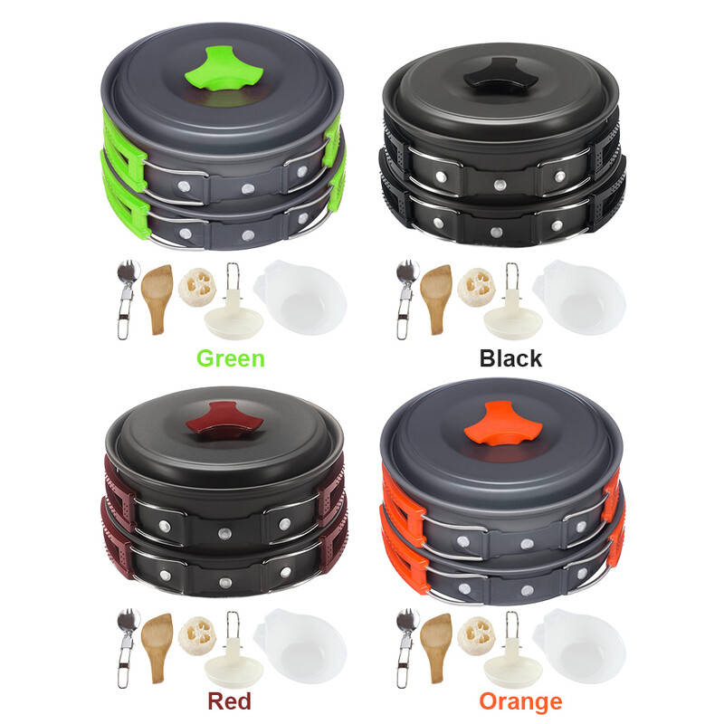 Set posuđa za kampiranje Set lonaca Komplet posuđa za teren s torbom Set za kuhanje Komplet za kuhanje za kampiranje Putovanje s ruksakom Kuhanje na otvorenom Piknik