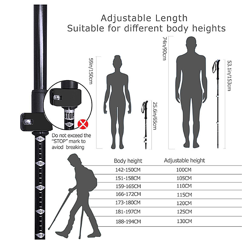 Vanjski štap za planinarenje s brzim zaključavanjem od 2 kom od aluminijske legure, štap za nordijsko hodanje s dodacima za različite scenarije terena