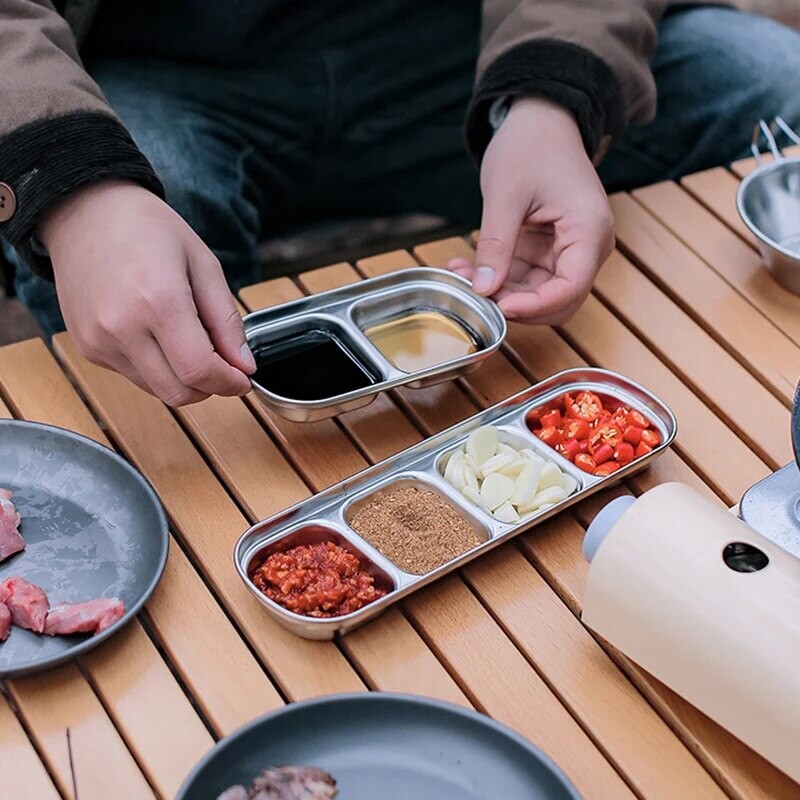 Tanjur za kampiranje od nehrđajućeg čelika 304 Tanjur za začinjavanje Posuda za umake Tanjuri za začine Pečeno meso Jela za umak od papra Zdjela Posuđe za roštilj