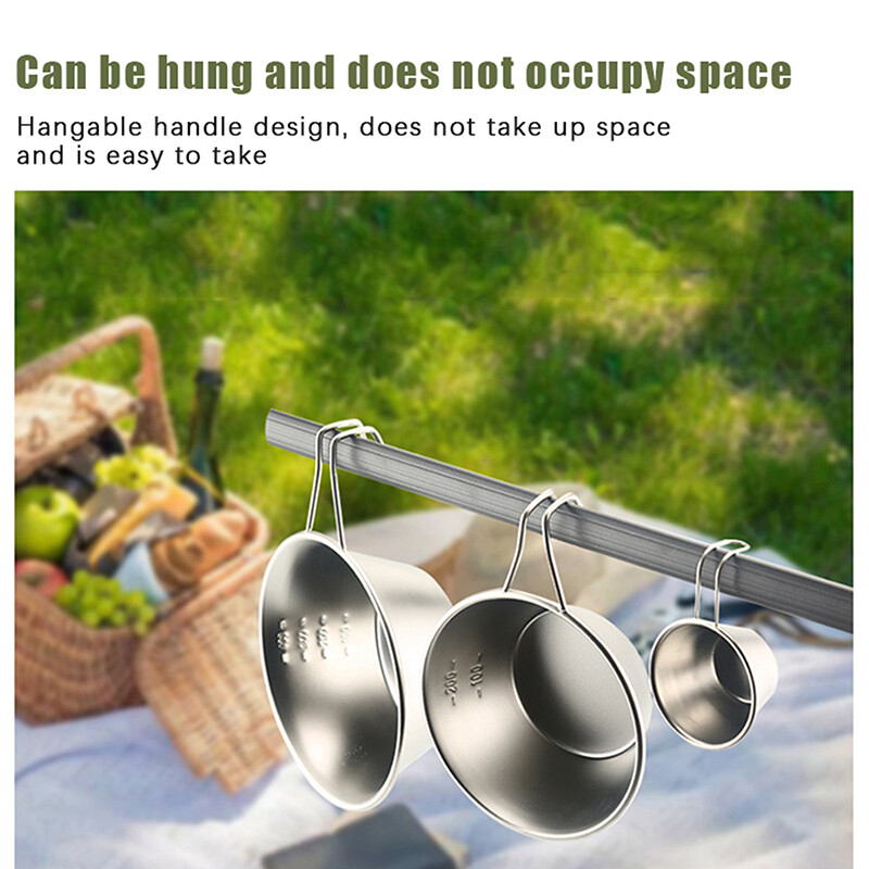 30/200/400 ml 304 nerūdijančio plieno Sierra puodelis lauko stalo reikmenys, skirti stovyklavimui ir iškyloms sukrauti pakabinamas sriubos dubuo