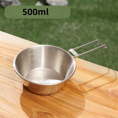 Bol de camping pliabil din oțel inoxidabil 304, cu rezistență la temperaturi înalte, Aragaz de călătorie Bol portabil pentru ramen Bol pentru supă anti-opărire