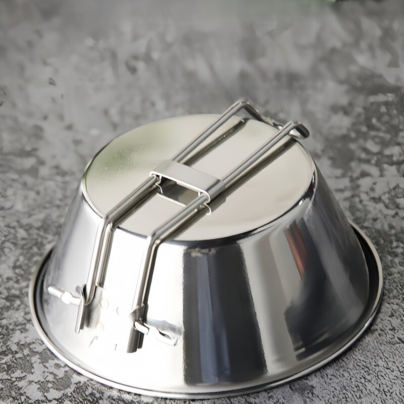 Bol de camping pliabil din oțel inoxidabil 304, cu rezistență la temperaturi înalte, Aragaz de călătorie Bol portabil pentru ramen Bol pentru supă anti-opărire
