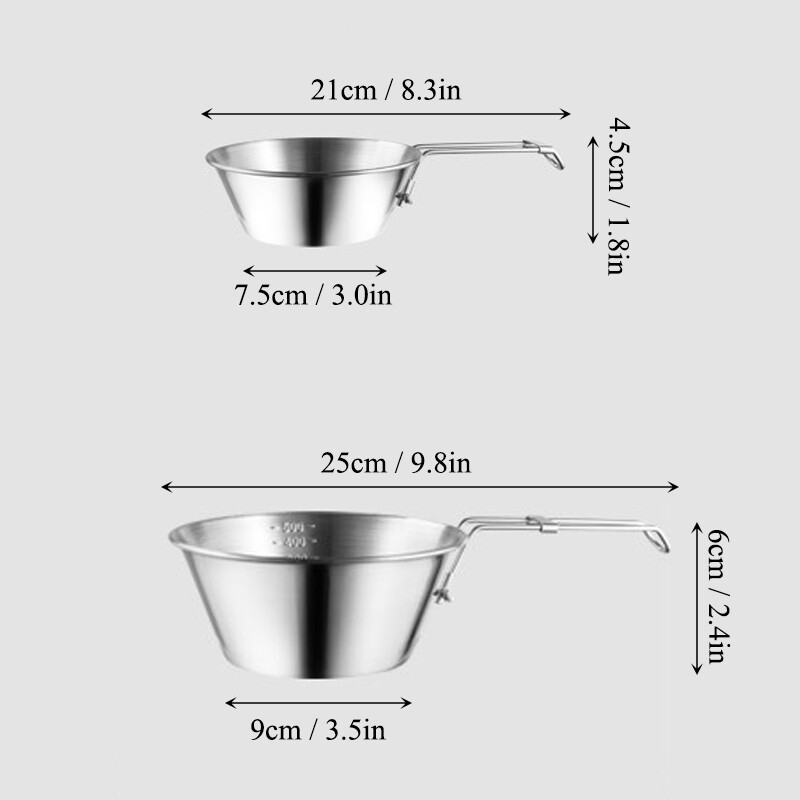Bol de camping pliabil din oțel inoxidabil 304, cu rezistență la temperaturi înalte, Aragaz de călătorie Bol portabil pentru ramen Bol pentru supă anti-opărire