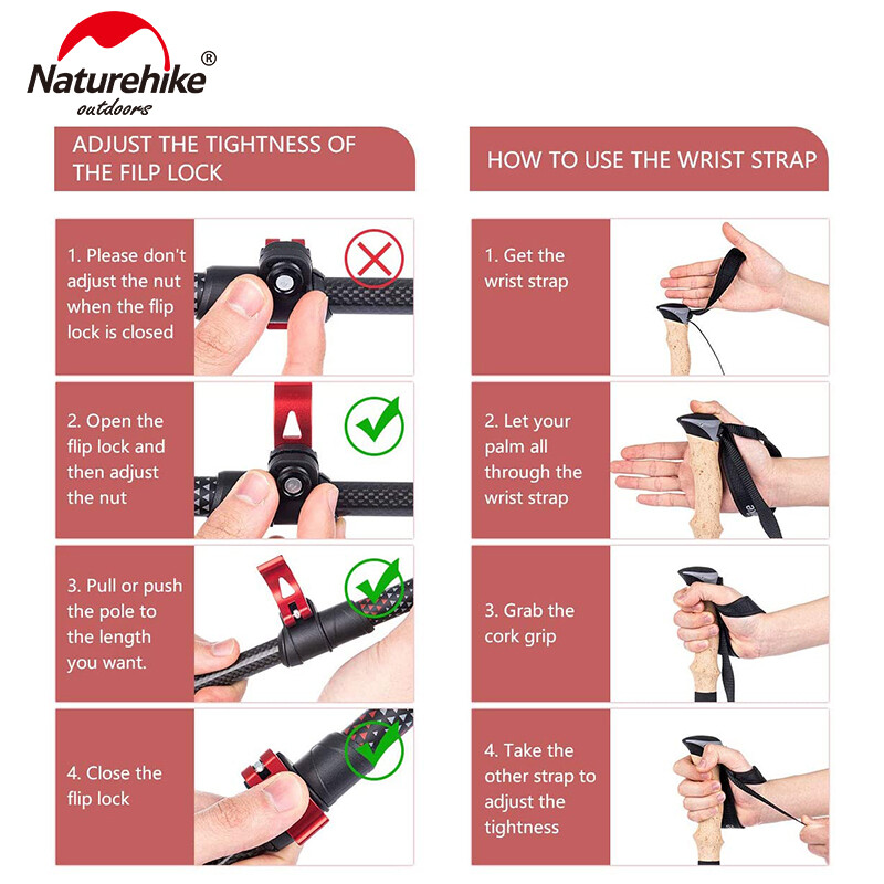 2024. gada Naturehike 1 Gb pārgājienu nūjas, oglekļa šķiedras saliekamās teleskopiskās nūjas, vieglas pastaigu nūjas, kāpšanas nūjas