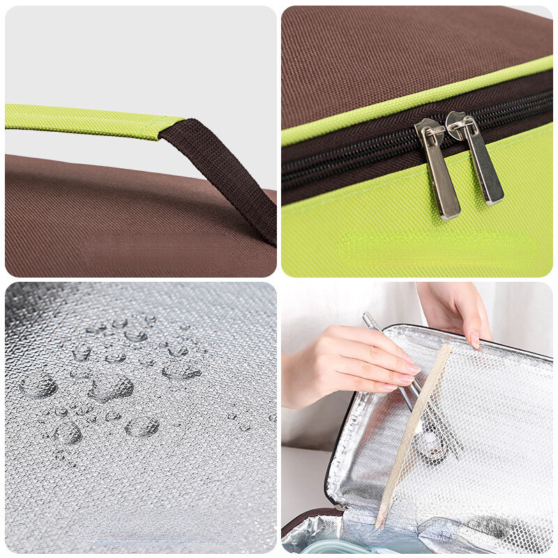 Četvrtasta izolirana torba za ručak, prijenosna, otporna na curenje, nosač hrane za piknik, izolirana i rashlađena Bento kutija, mala veličina