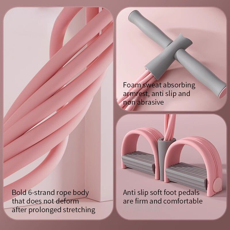 Atsparios juostos 4/6 vamzdžių jogos pedalo traukiklio pasipriešinimo juosta elastinga traukimo virvė fitneso įranga, skirta pilvo juosmens rankos treniruotėms