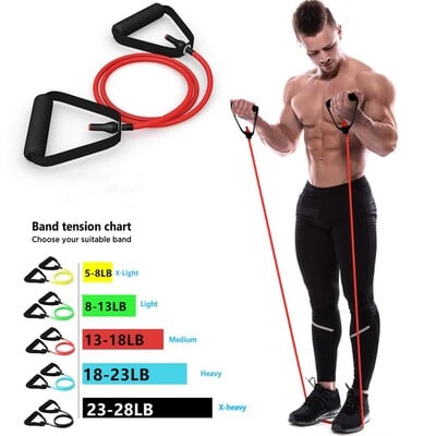 Ζώνες αντίστασης 5 επιπέδων με λαβές Yoga Pull Rope Elastic Fitness Exercise Tube Band για προπόνηση στο σπίτι Προπόνηση δύναμης