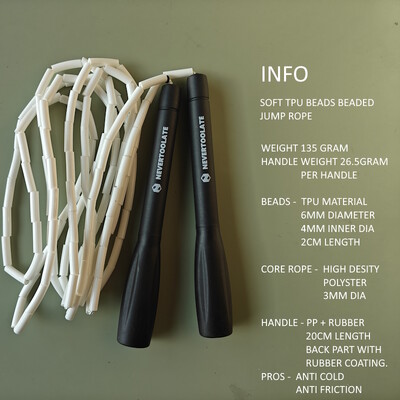 MENEJ BOLESTI MÄKKÉ GUMOVÉ TPU korálky NEVERTOOLATE korálkové skákanie PRESKAKOVANIE FREESTYLE lano antifrikčné korálky 2cmx6mm fitness