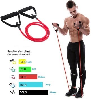 Ζώνες αντίστασης 5 επιπέδων με λαβές Yoga Pull Rope Elastic Fitness Exercise Tube Band για προπονήσεις στο σπίτι Προπόνηση δύναμης D1z5