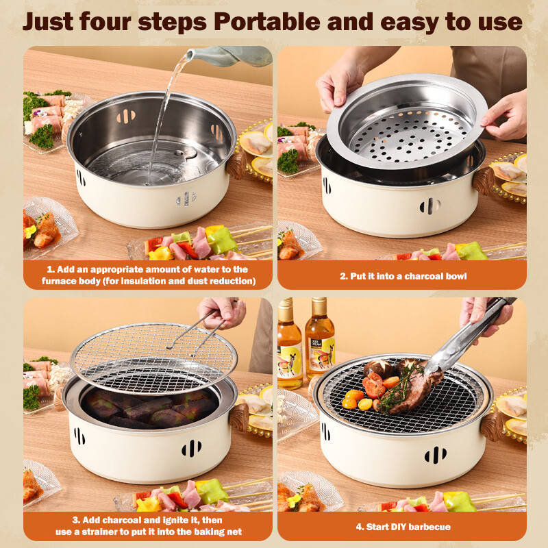 Prijenosni roštilj, mini roštilj, sklopivi roštilj, peć za kampiranje, roštilj, kuhinjski pribor, vanjska rešetka na drveni ugljen