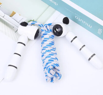 Bērnu lecamaukla kokvilnas lecamaukla ar koka rokturi Lēcas virve Pieaugušie Bērni Fitnesa Vingrinājumi Lēcas virves