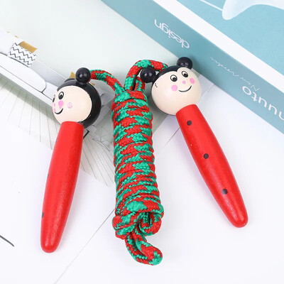 Bērnu lecamaukla kokvilnas lecamaukla ar koka rokturi Lēcas virve Pieaugušie Bērni Fitnesa Vingrinājumi Lēcas virves