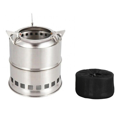 Pārnēsājama kempinga plīts āra nerūsējošā tērauda malkas krāsns ventilācijas saliekamā mini plīts piknika grilēšanai ceļojumu rīks