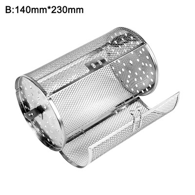 Rozsdamentes acél füstölt hálós BBQ dob Chilis pörkölő dobos sütőhálós sültek Hengeres grillkosár Kerek Rotisserie kosár Grill