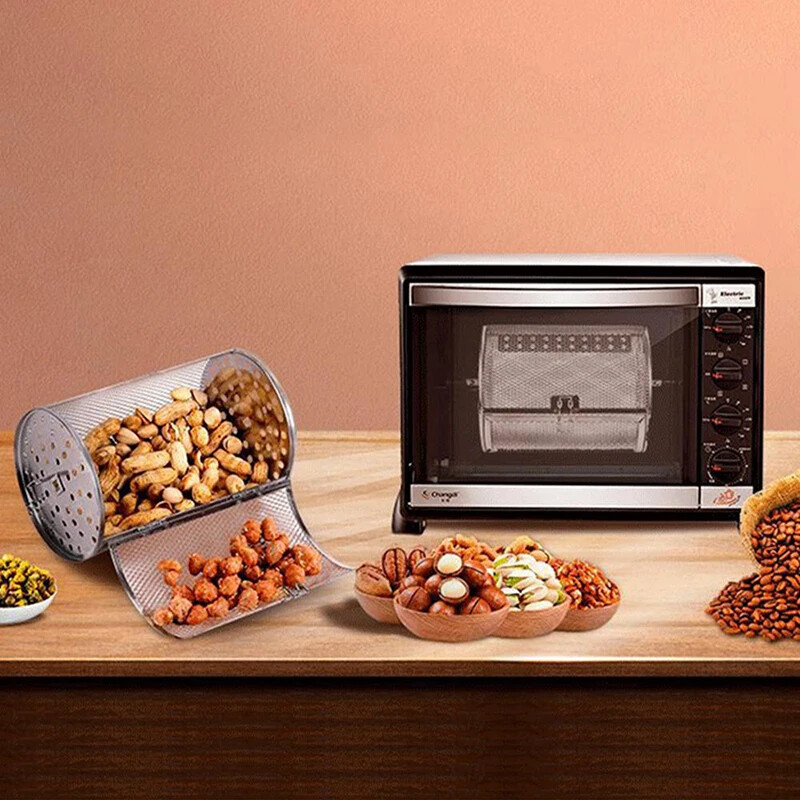 Rozsdamentes acél füstölt hálós BBQ dob Chilis pörkölő dobos sütőhálós sültek Hengeres grillkosár Kerek Rotisserie kosár Grill