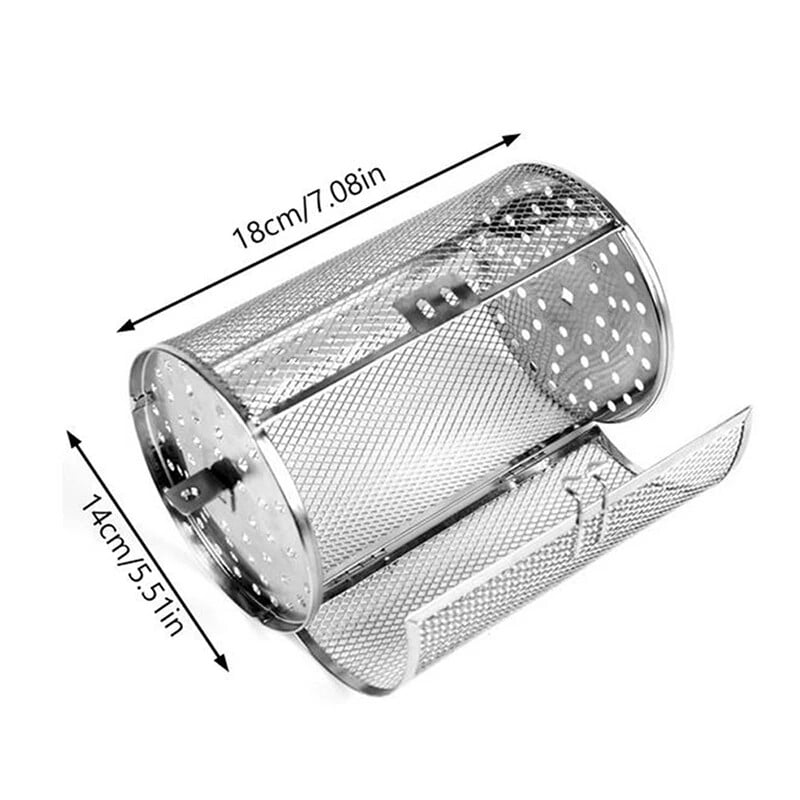 Rozsdamentes acél füstölt hálós BBQ dob Chilis pörkölő dobos sütőhálós sültek Hengeres grillkosár Kerek Rotisserie kosár Grill