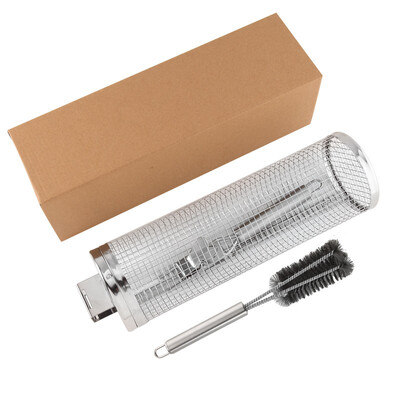 LUSQI kavez za roštilj, cijev za roštilj od nehrđajućeg čelika, žica za roštilj, dimljena okrugla rešetka za roštilj, košara za roštilj