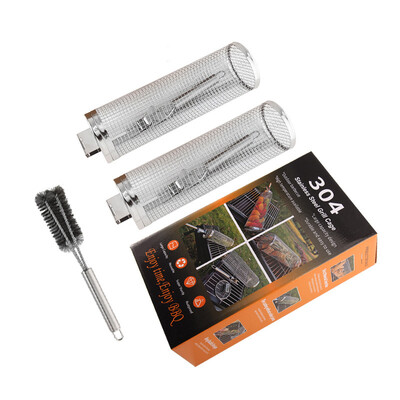 LUSQI kavez za roštilj, cijev za roštilj od nehrđajućeg čelika, žica za roštilj, dimljena okrugla rešetka za roštilj, košara za roštilj