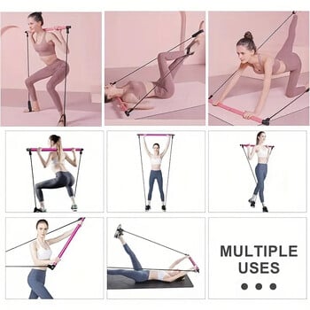 Pilates Bar Kit with Resistance Bands, Pilates Bar with Stackable Bands Εξοπλισμός προπόνησης για πόδια, ισχία, μέση και μπράτσα