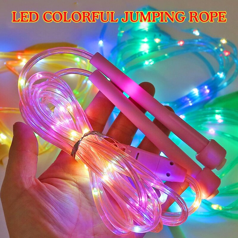 Corzi de sărit cu LED pentru copii, fete, intermitent, colorate, pentru exercițiu, frânghii de sărit, luminoase, reglabile, frânghii pentru fitness X7X9