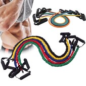 5 līmeņu pretestības siksnas ar rokturiem Jogas vilkšanas virves elastīga fitnesa cauruļu lente mājas trenažieru zāles treniņiem, spēka treniņiem