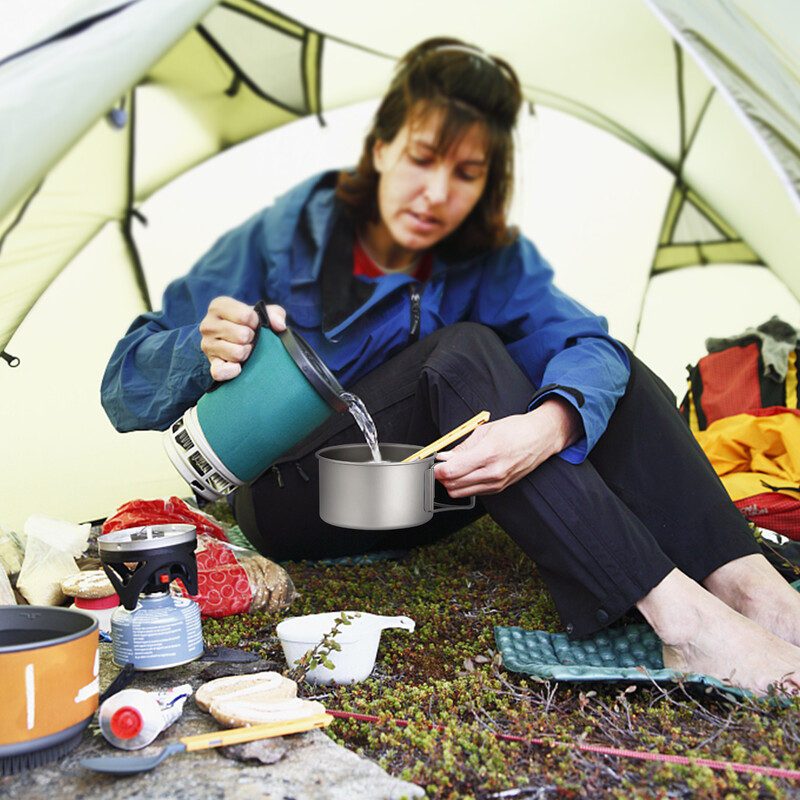 Titánová miska Tomshoo so skladacími rukoväťami, nádoba na jedlo na večeru, na vonkajšie kempovanie, turistiku, backpacking, piknik