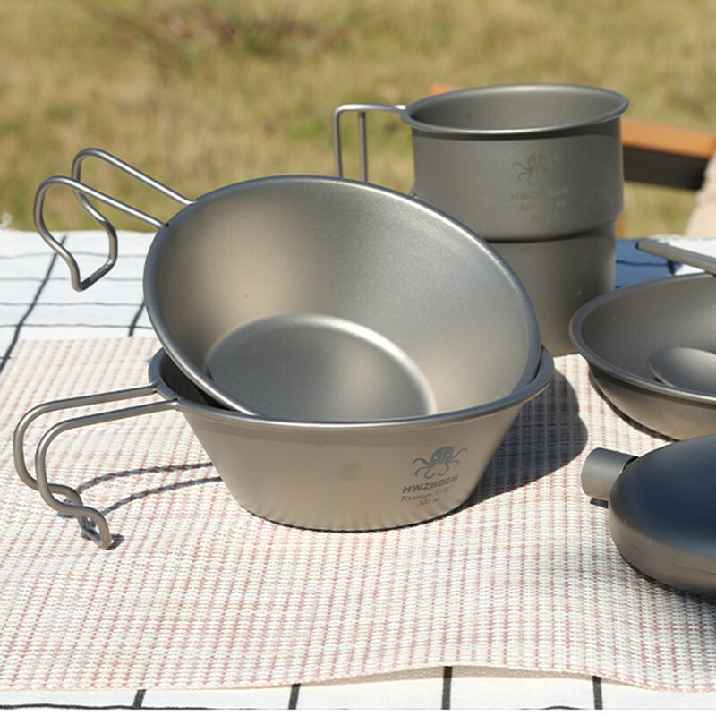 Skladacia miska Ti Sierra Cup 300ml s rúčkou, Urltralight, kempingová miska Ti Sierra Cup na kempovanie, turistiku, piknik, varenie