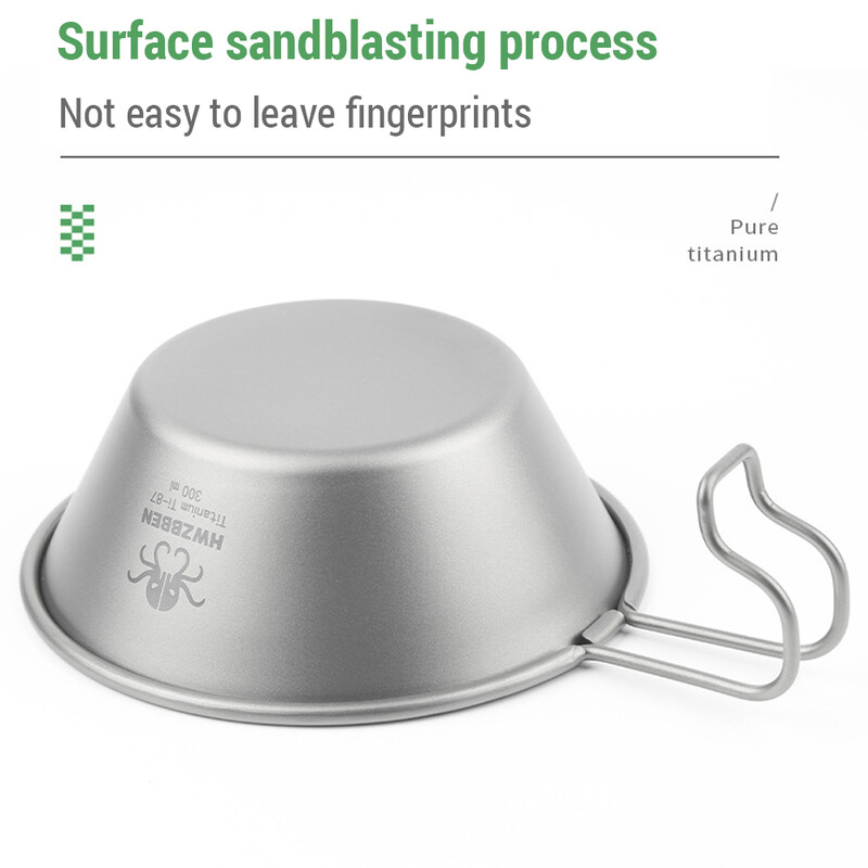 Skladacia miska Ti Sierra Cup 300ml s rúčkou, Urltralight, kempingová miska Ti Sierra Cup na kempovanie, turistiku, piknik, varenie