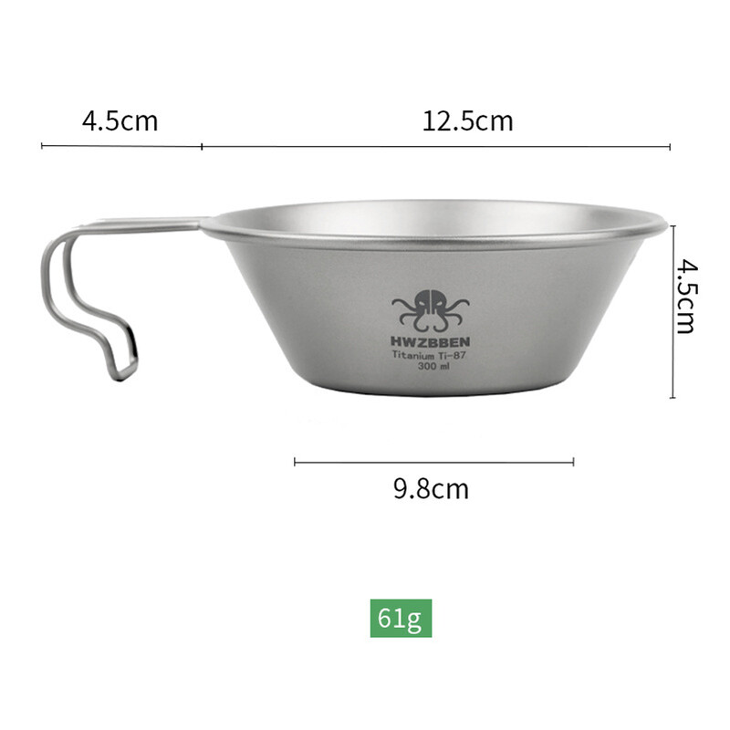 Skladacia miska Ti Sierra Cup 300ml s rúčkou, Urltralight, kempingová miska Ti Sierra Cup na kempovanie, turistiku, piknik, varenie
