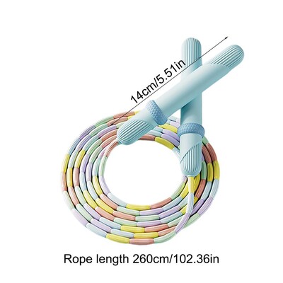 2,6 m mekano uže za preskakanje s perlama, neklizajuća ručka, podesiva segmentirana užeta za preskakanje bez zapetljanja za vježbanje, trening, igranje